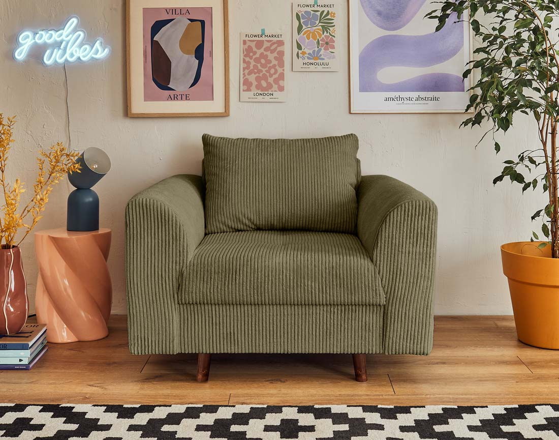 Fauteuil en velours côtelé Rune