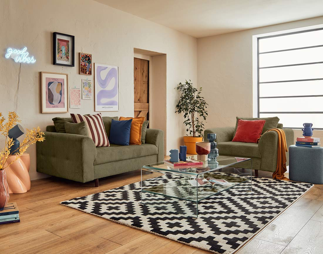 Fauteuil en velours côtelé Rune