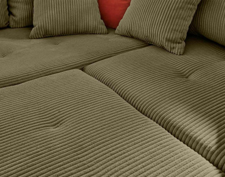 Canapé panoramique d'angle droit 7 places - en velours côtelé - Rune
