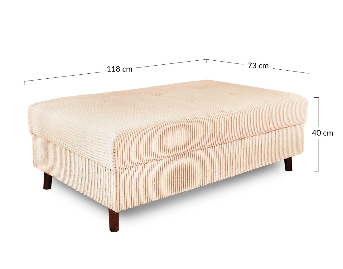 Canapé panoramique d'angle gauche 7 places avec pouf d'appoint - en velours côtelé - Rune