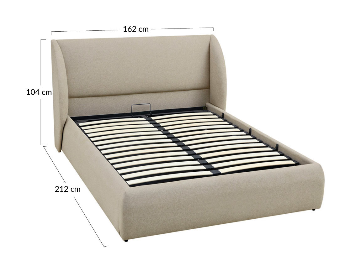 Lit coffre 140x190 cm sommier inclus en tissu Florina