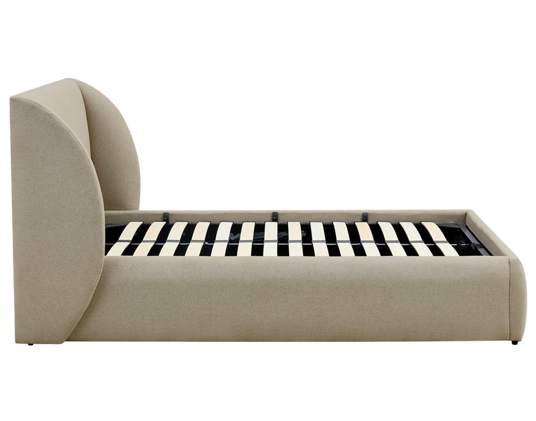 Lit coffre 140x190 cm sommier inclus en tissu Florina