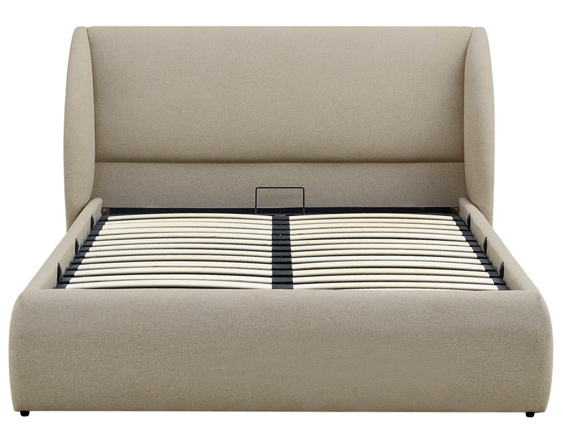 Lit coffre 140x190 cm sommier inclus en tissu Florina