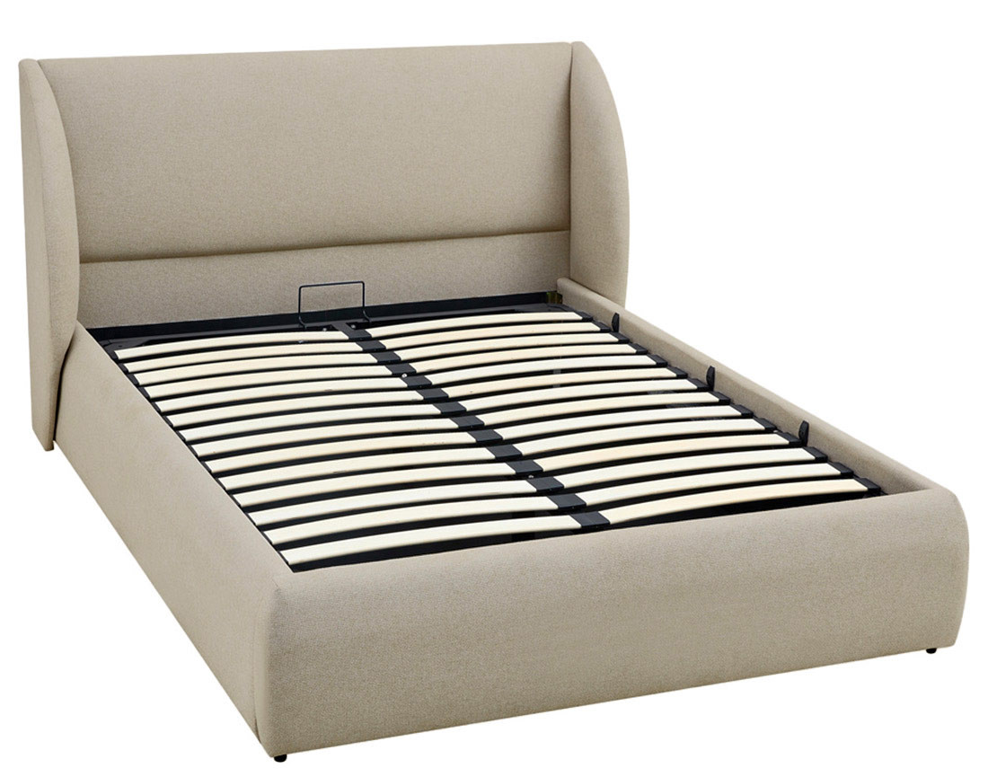 Lit coffre 180x200 cm sommier inclus en tissu Florina