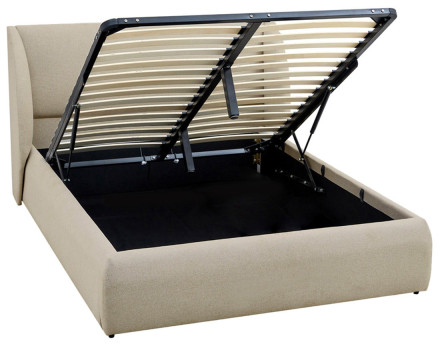 Lit coffre 180x200 cm sommier inclus en tissu Florina