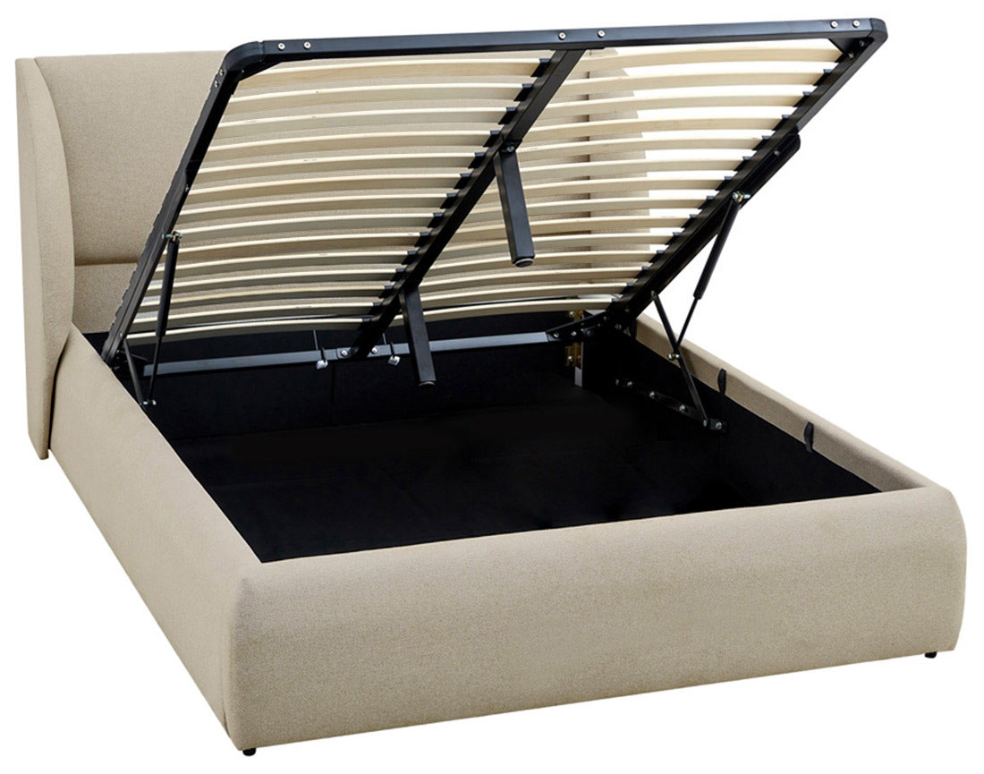 Lit coffre 180x200 cm sommier inclus en tissu Florina