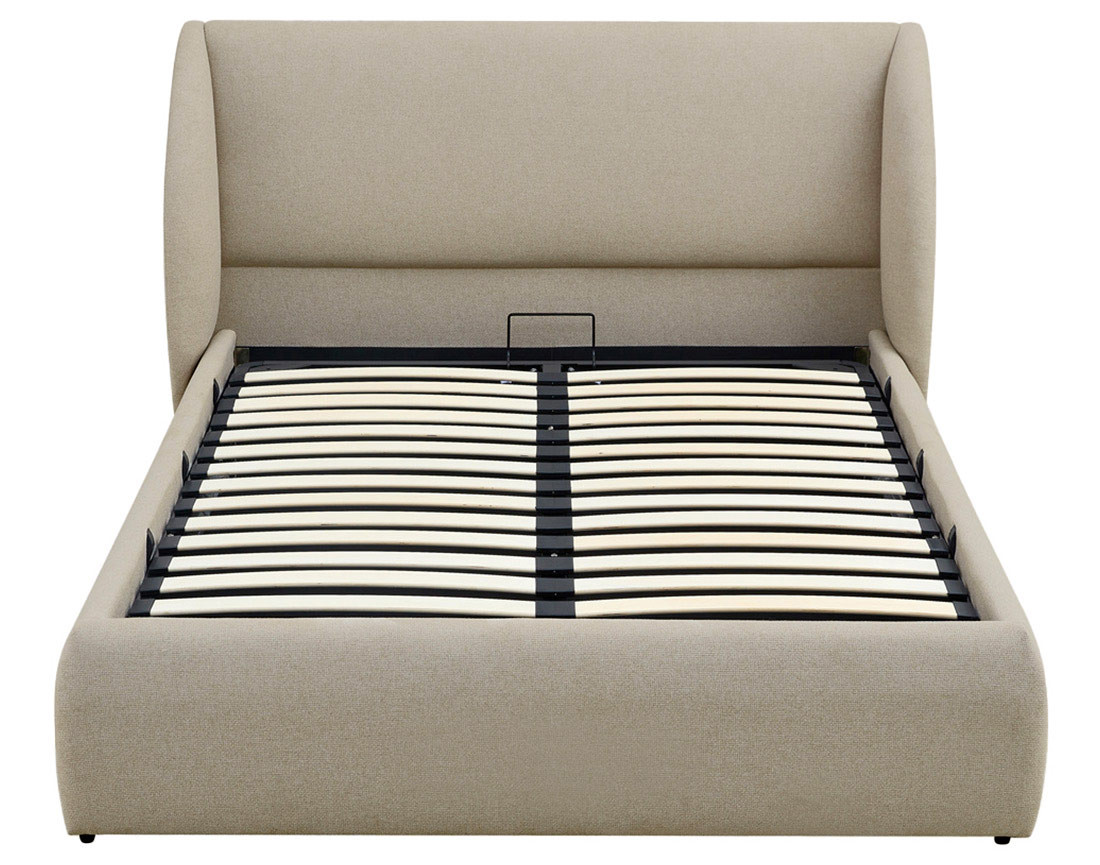 Lit coffre 180x200 cm sommier inclus en tissu Florina