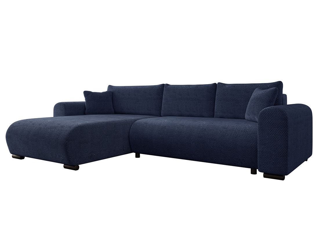 Canapé d'angle réversible 4 places convertible avec coffre en velours texturé Rosalie