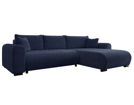 Canapé d'angle réversible 4 places convertible avec coffre en velours texturé Rosalie