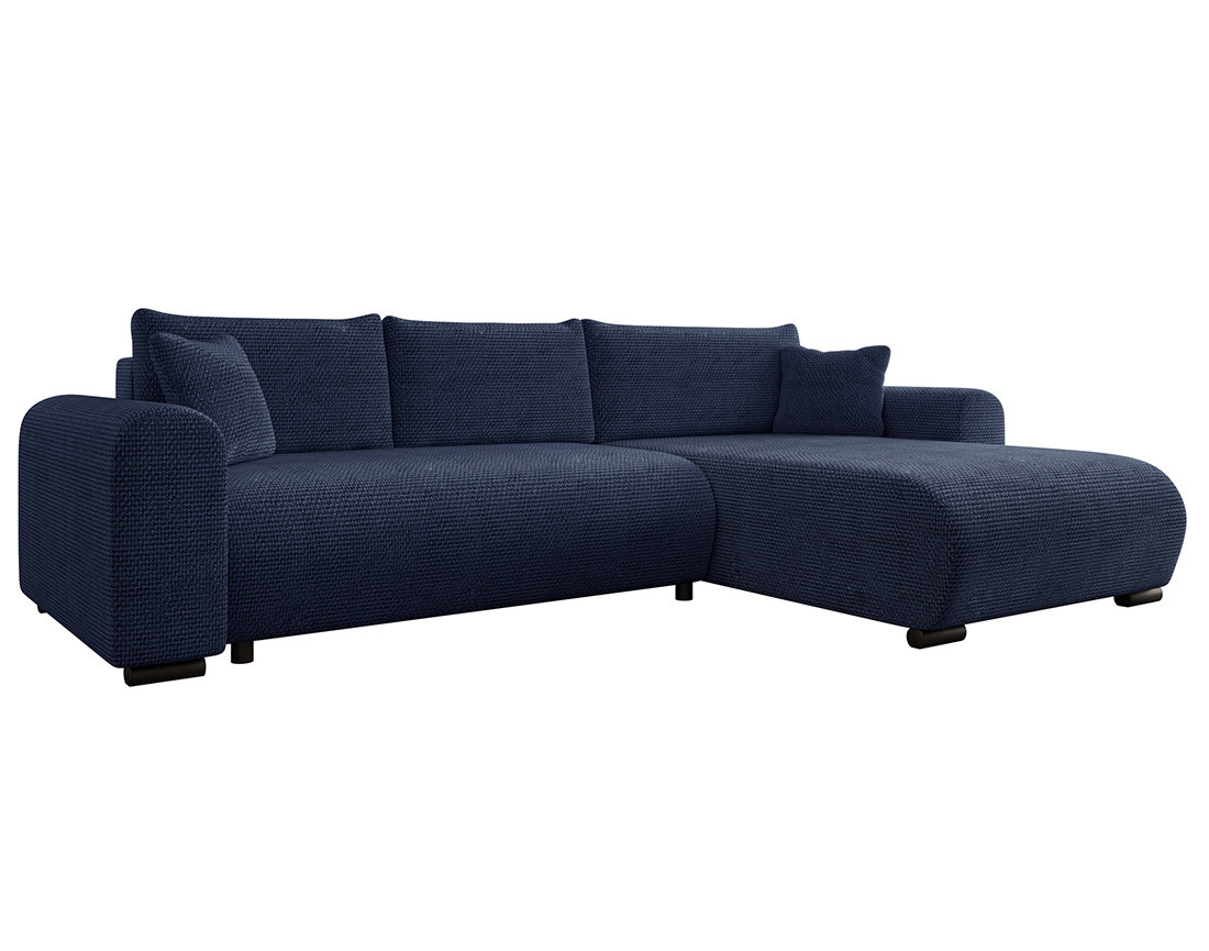 Canapé d'angle réversible 4 places convertible avec coffre en velours texturé Rosalie