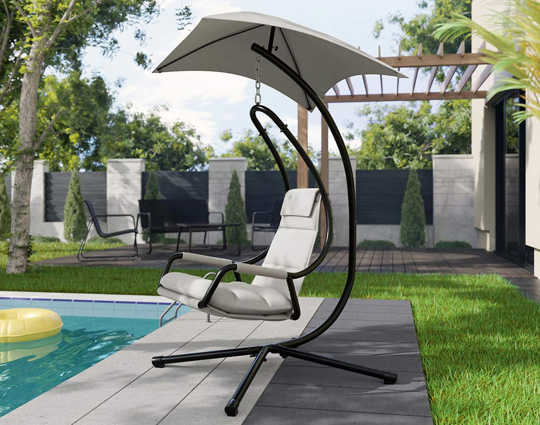 Fauteuil suspendu avec pare-soleil en tissu Cozumel