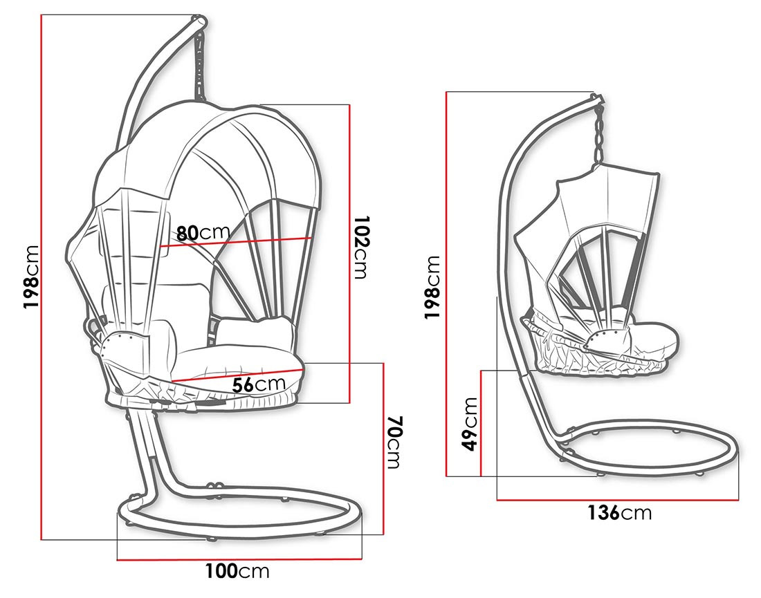 Fauteuil suspendu avec pare-soleil en tissu Namu