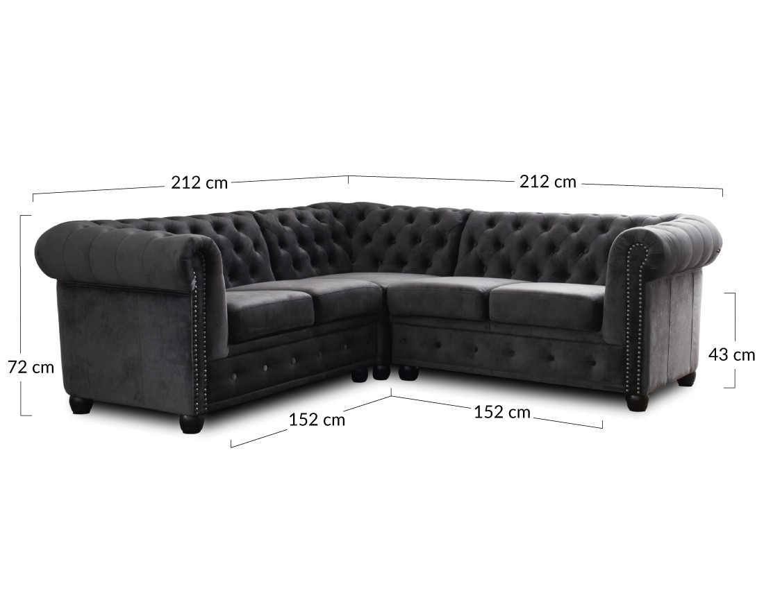 Canapé Chesterfield d'angle réversible 5 places en velours William