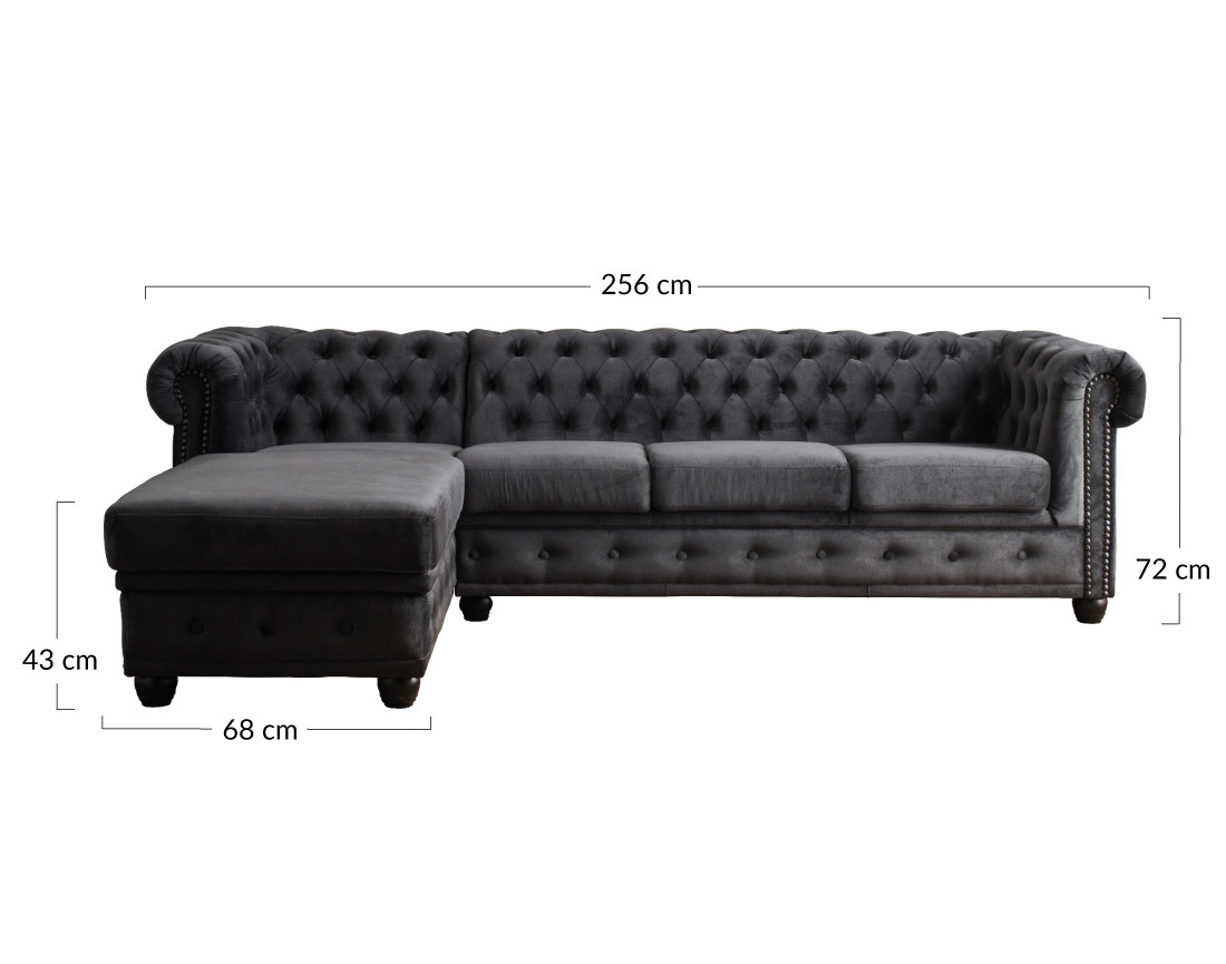 Canapé Chesterfield d'angle gauche 4 places en velours William
