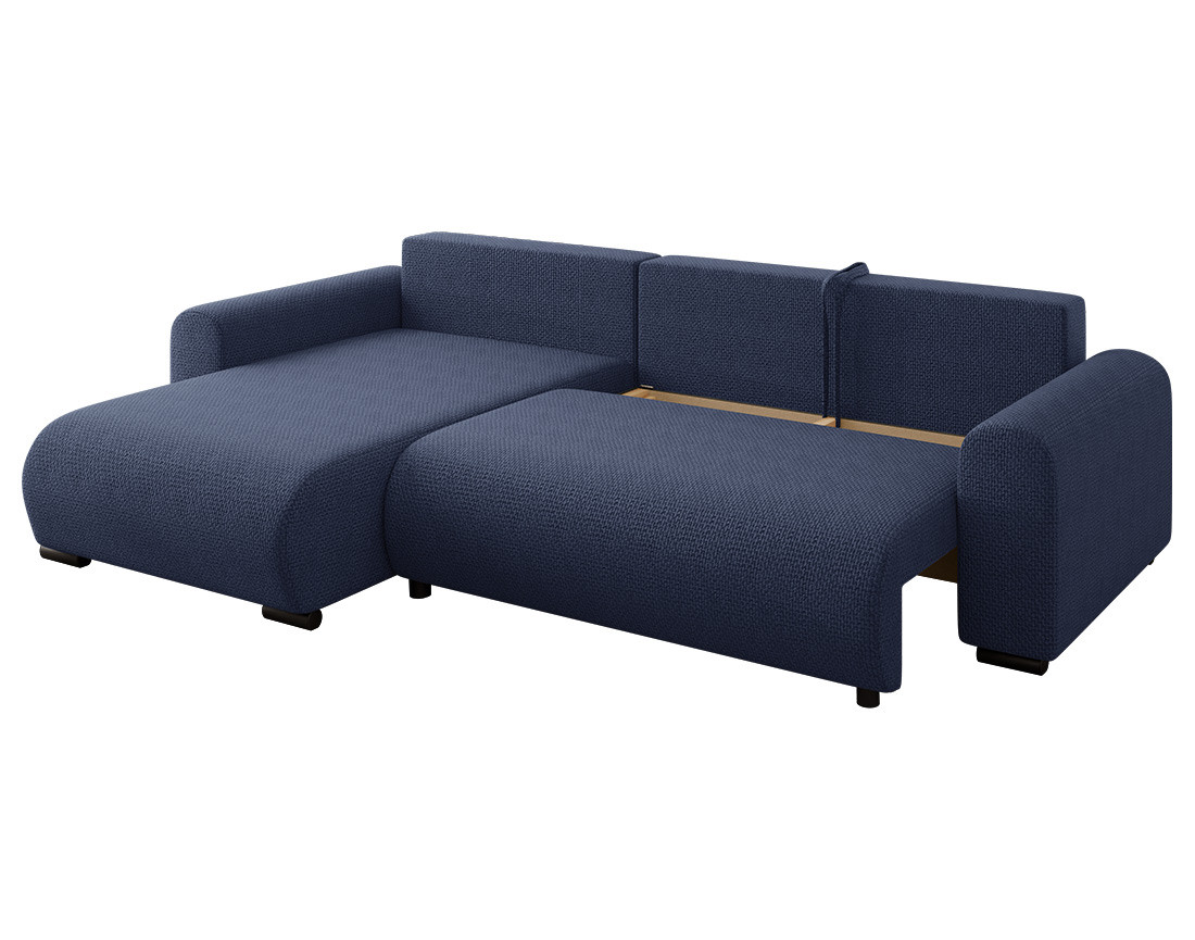 Canapé d'angle réversible 4 places convertible avec coffre en velours texturé Rosalie