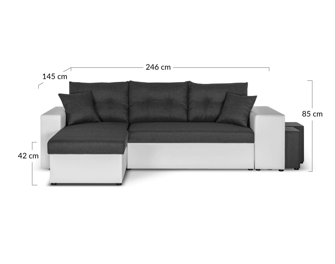 California - Canapé d'angle réversible convertible avec coffre en simili