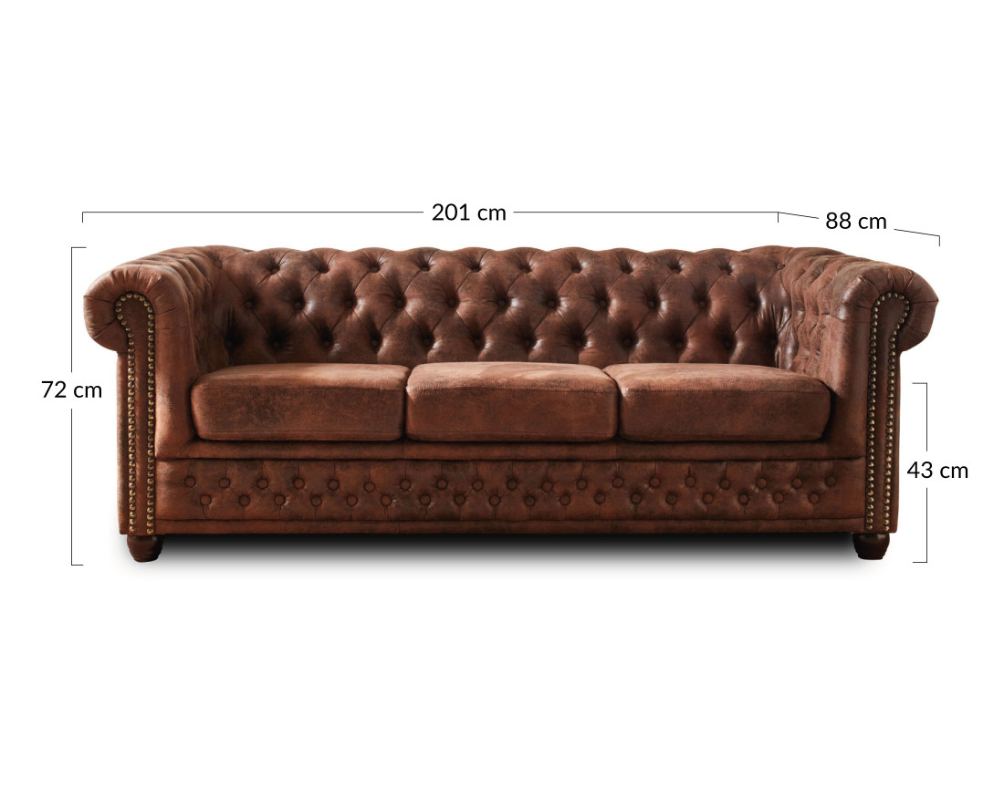 Winston - Canapé 3 places Chesterfield - style industriel