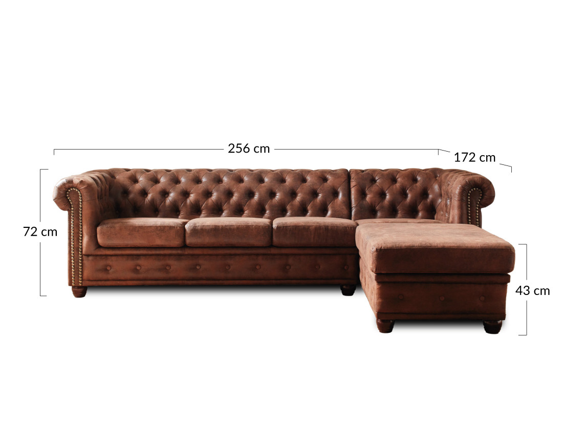Winston - Canapé d’angle Chesterfield 4 places style industriel