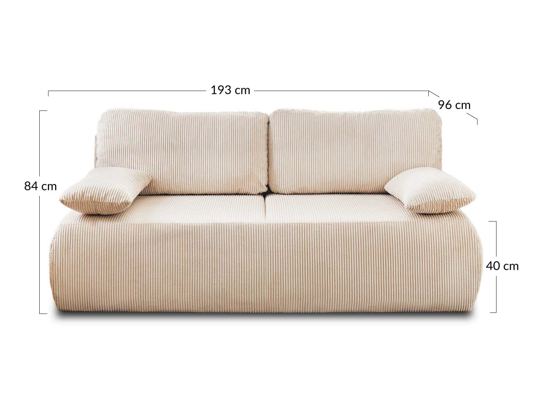 Canapé 3 places convertible avec coffre en velours côtelé Loutro