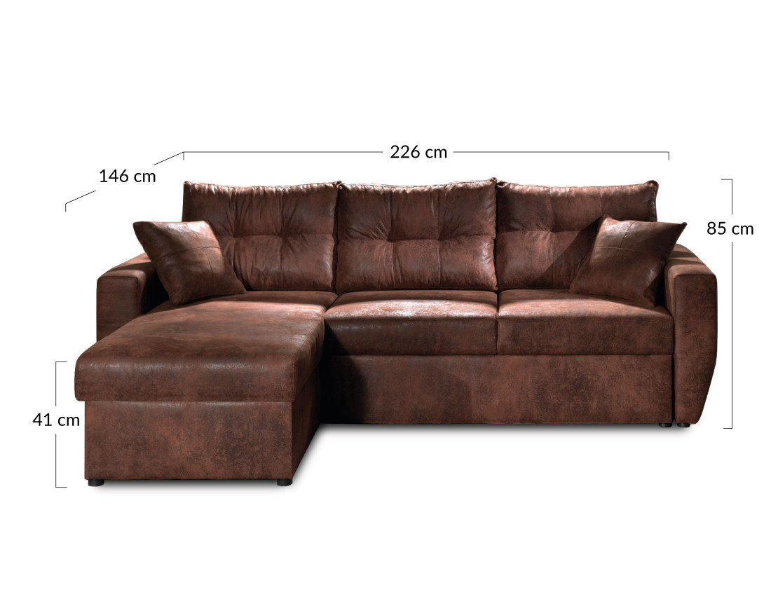 Canapé d'angle convertible Astoria avec coffre - style industriel