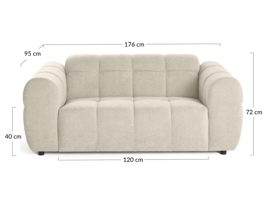 Canapé droit 2 places en tissu texturé Ray