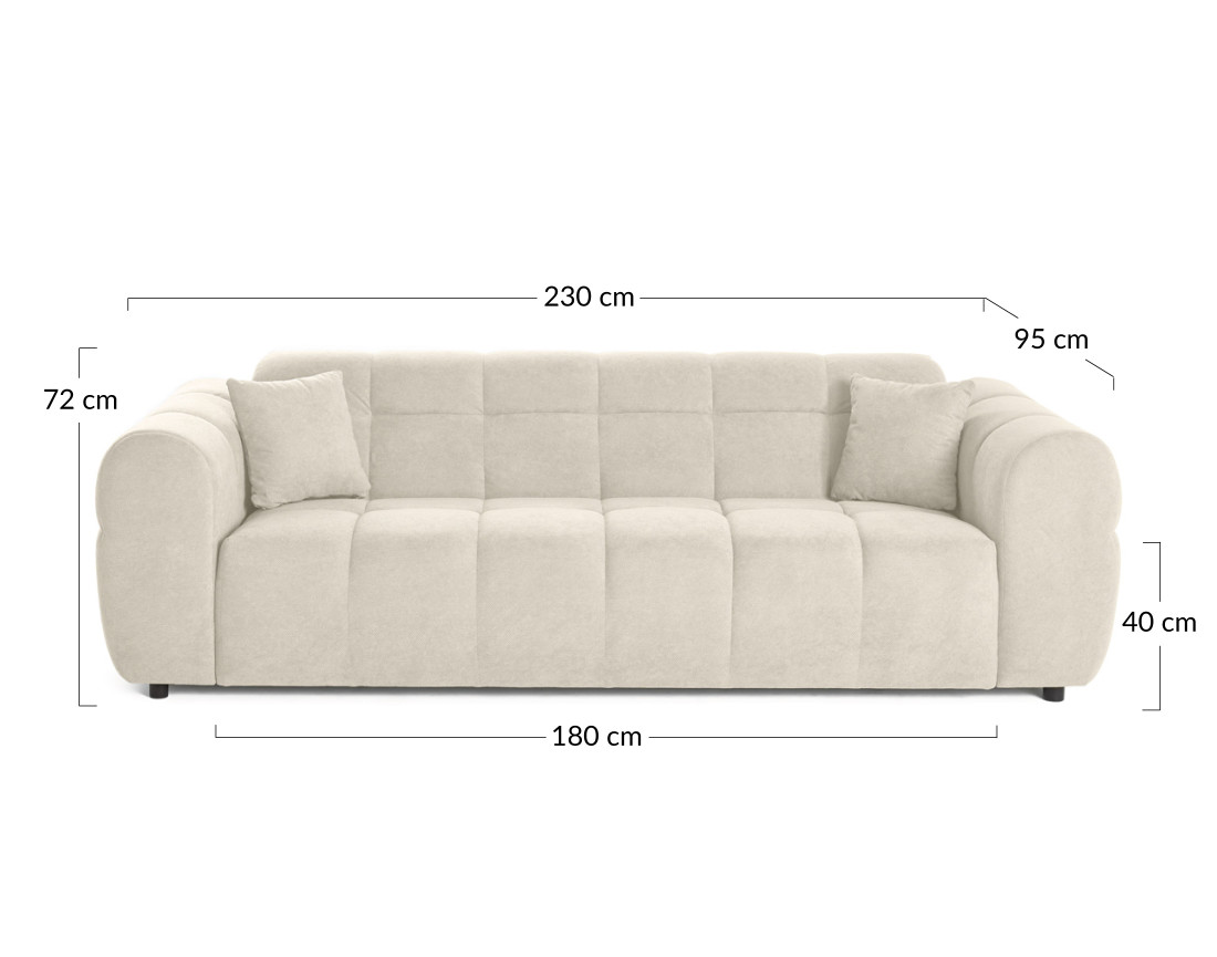 Canapé droit 3 places en tissu texturé Ray