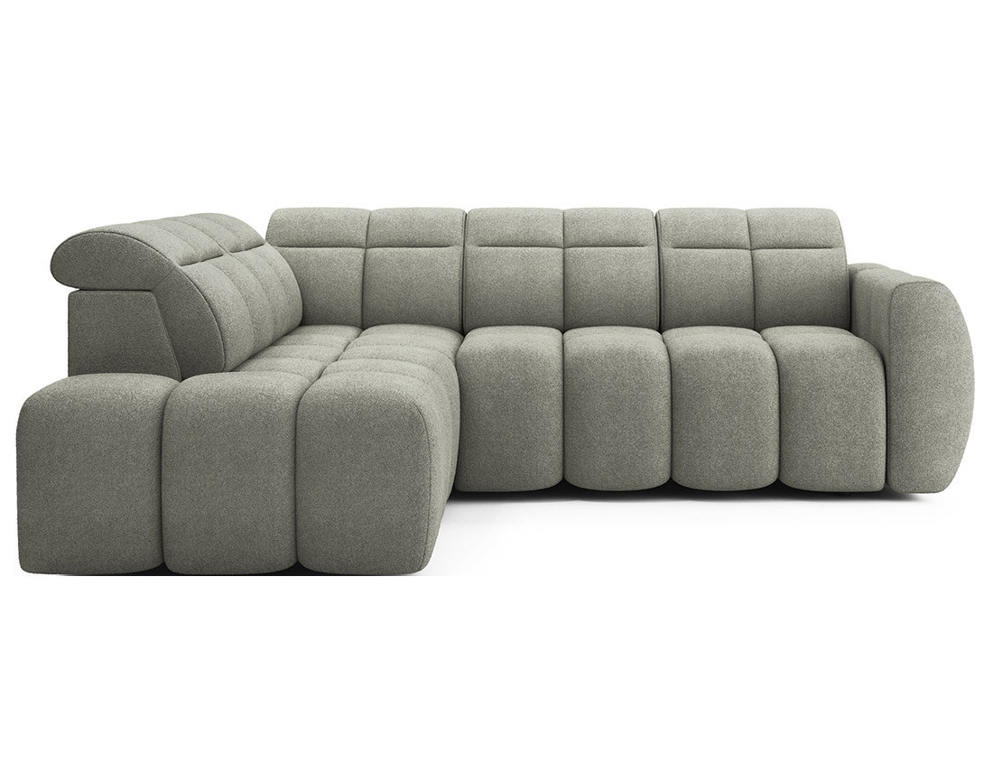 Canapé d'angle gauche 4 places assise extensible électrique avec coffre en tissu texturé Basile