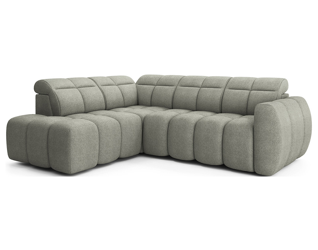 Canapé d'angle gauche 4 places assise extensible électrique avec coffre en tissu texturé Basile