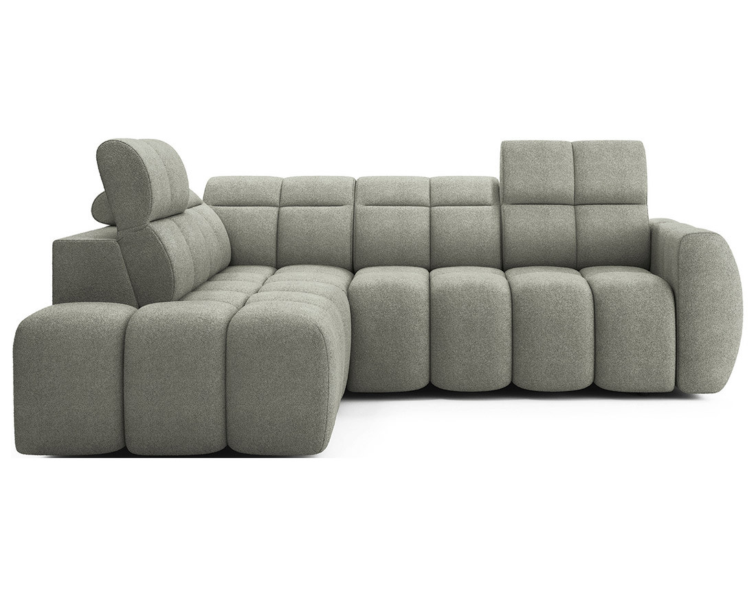Canapé d'angle gauche 4 places assise extensible électrique avec coffre en tissu texturé Basile