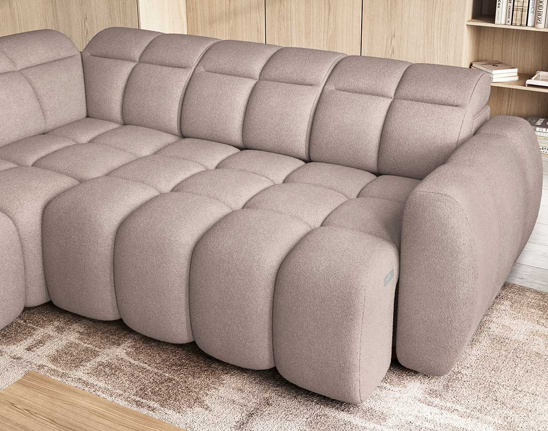 Canapé d'angle gauche 4 places assise extensible électrique avec coffre en tissu texturé Basile