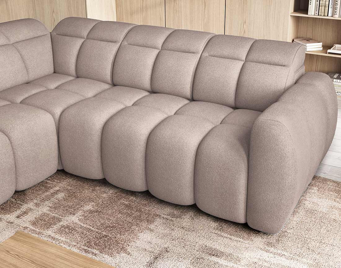 Canapé d'angle gauche 4 places assise extensible électrique avec coffre en tissu texturé Basile