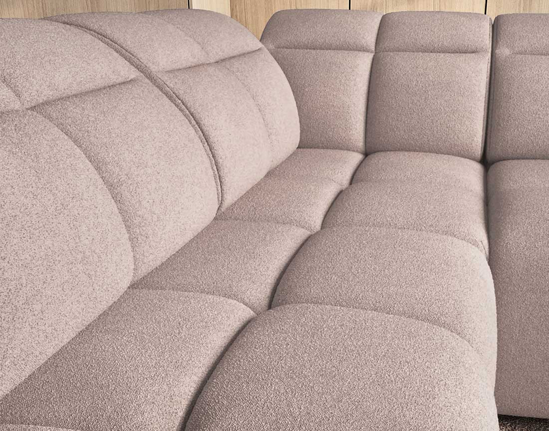 Canapé d'angle gauche 4 places assise extensible électrique avec coffre en tissu texturé Basile