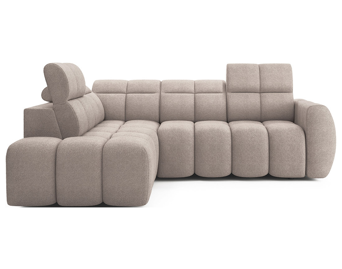 Canapé d'angle gauche 4 places assise extensible électrique avec coffre en tissu texturé Basile