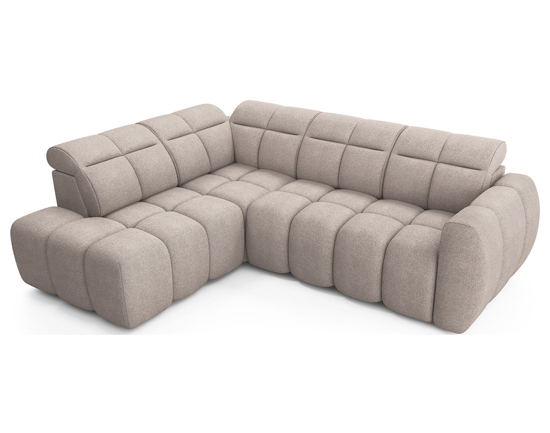 Canapé d'angle gauche 4 places assise extensible électrique avec coffre en tissu texturé Basile