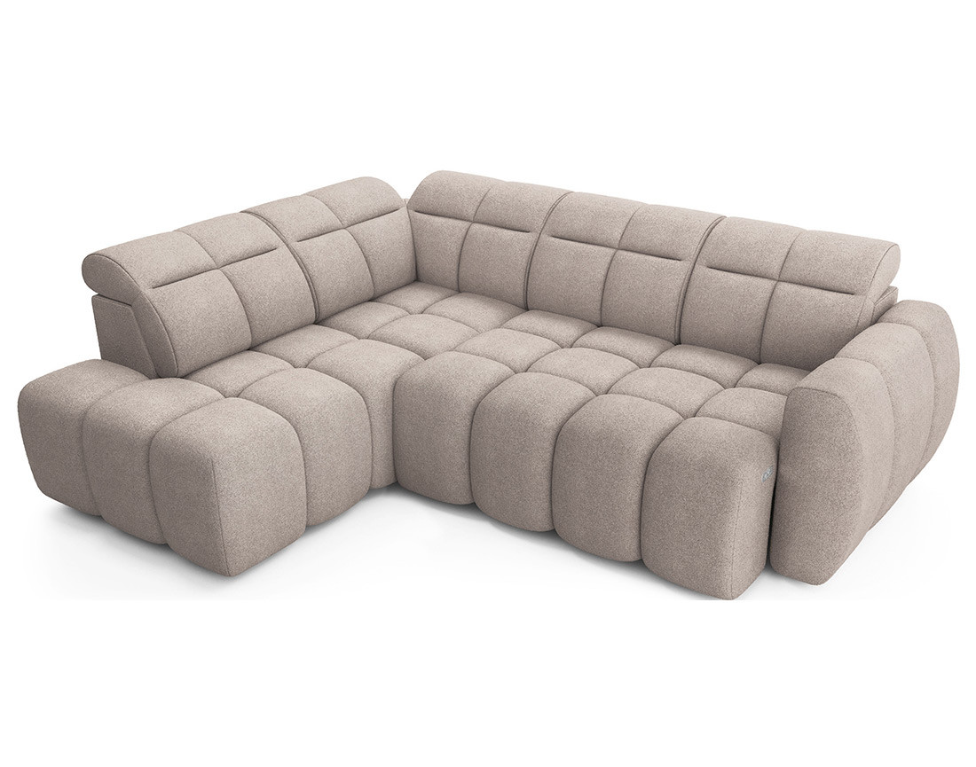 Canapé d'angle gauche 4 places assise extensible électrique avec coffre en tissu texturé Basile