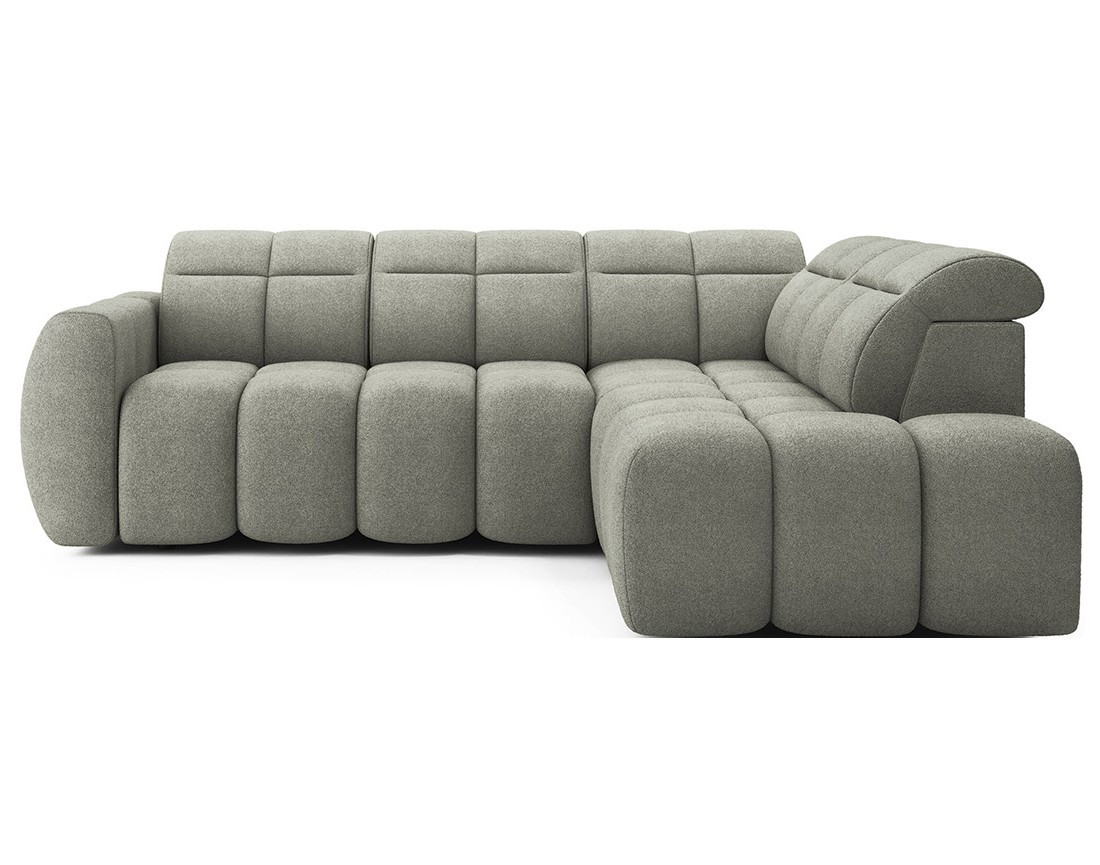Canapé d'angle droit 4 places assise extensible électrique avec coffre en tissu texturé Basile