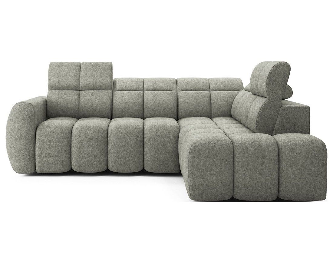 Canapé d'angle droit 4 places assise extensible électrique avec coffre en tissu texturé Basile