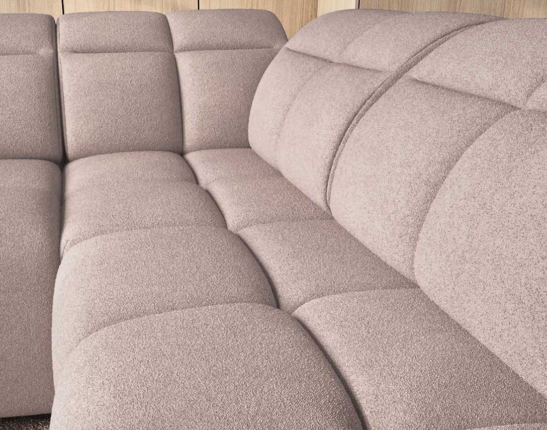 Canapé d'angle droit 4 places assise extensible électrique avec coffre en tissu texturé Basile