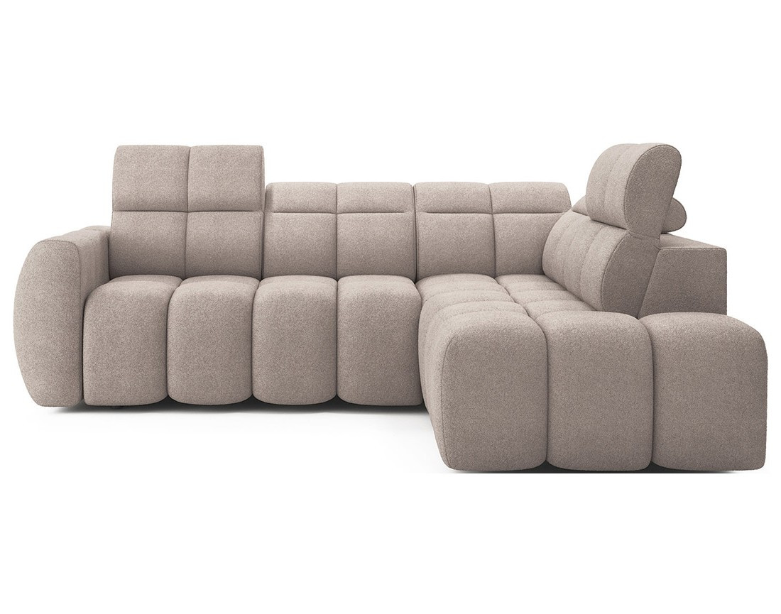 Canapé d'angle droit 4 places assise extensible électrique avec coffre en tissu texturé Basile