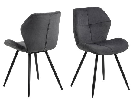 Lot de 2 chaises en tissu microfibre pieds en métal Manilla