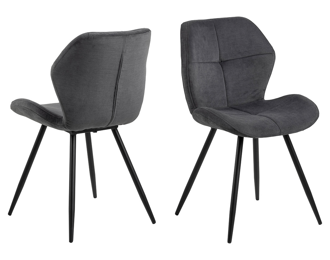 Lot de 2 chaises en tissu microfibre pieds en métal Manilla