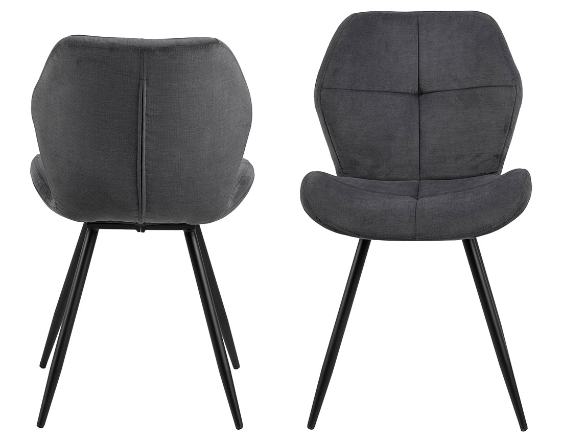 Lot de 2 chaises en tissu microfibre pieds en métal Manilla