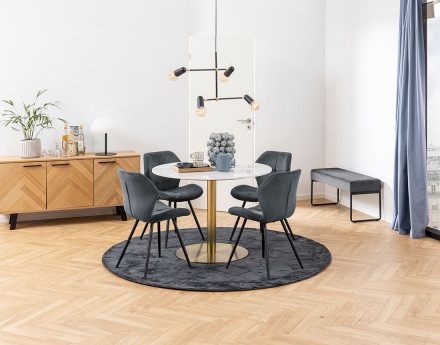 Lot de 2 chaises en tissu microfibre pieds en métal Manilla