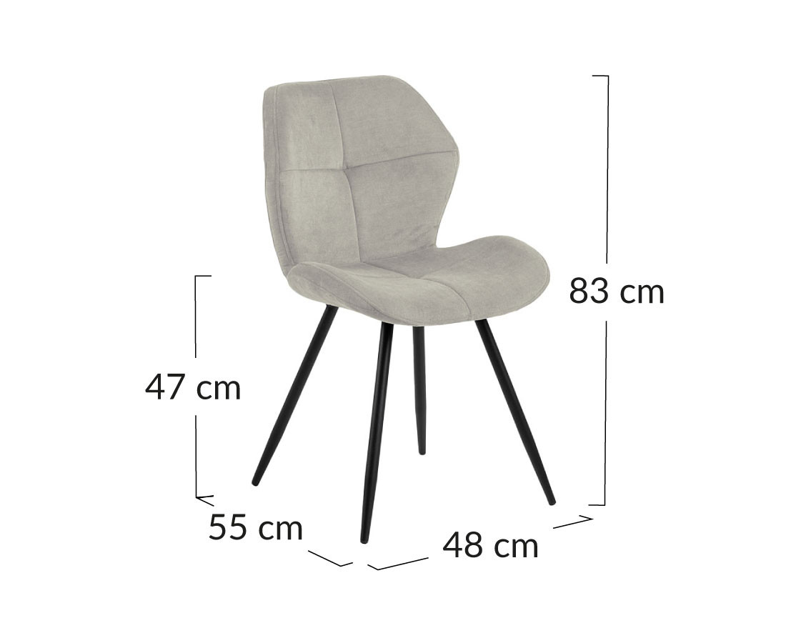Lot de 2 chaises en tissu microfibre pieds en métal Manilla
