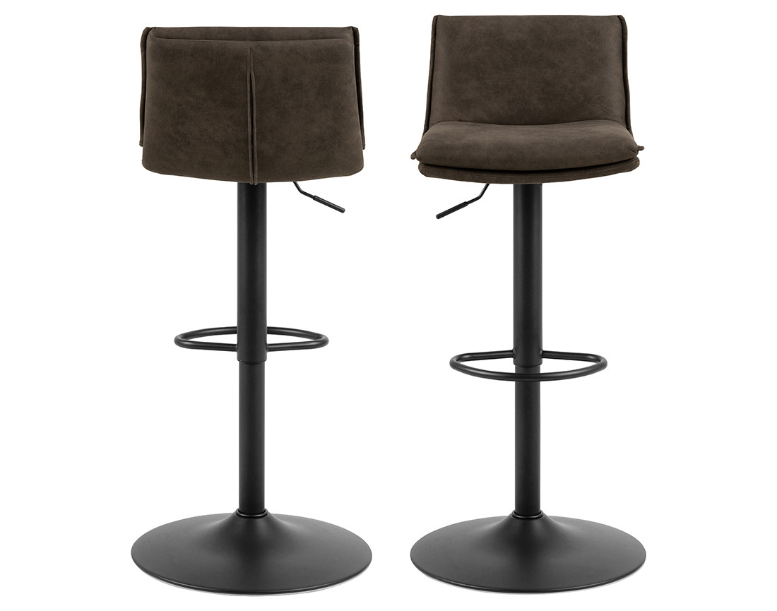 Alora - lot de 2 tabourets - ajustables et pivotants - en tissu texturé et suédine - gris anthracite