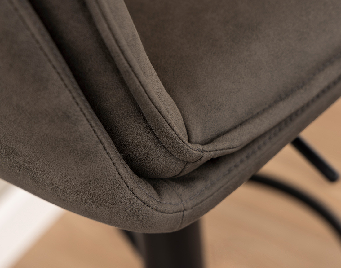 Alora - lot de 2 tabourets - ajustables et pivotants - en tissu texturé et suédine - gris anthracite