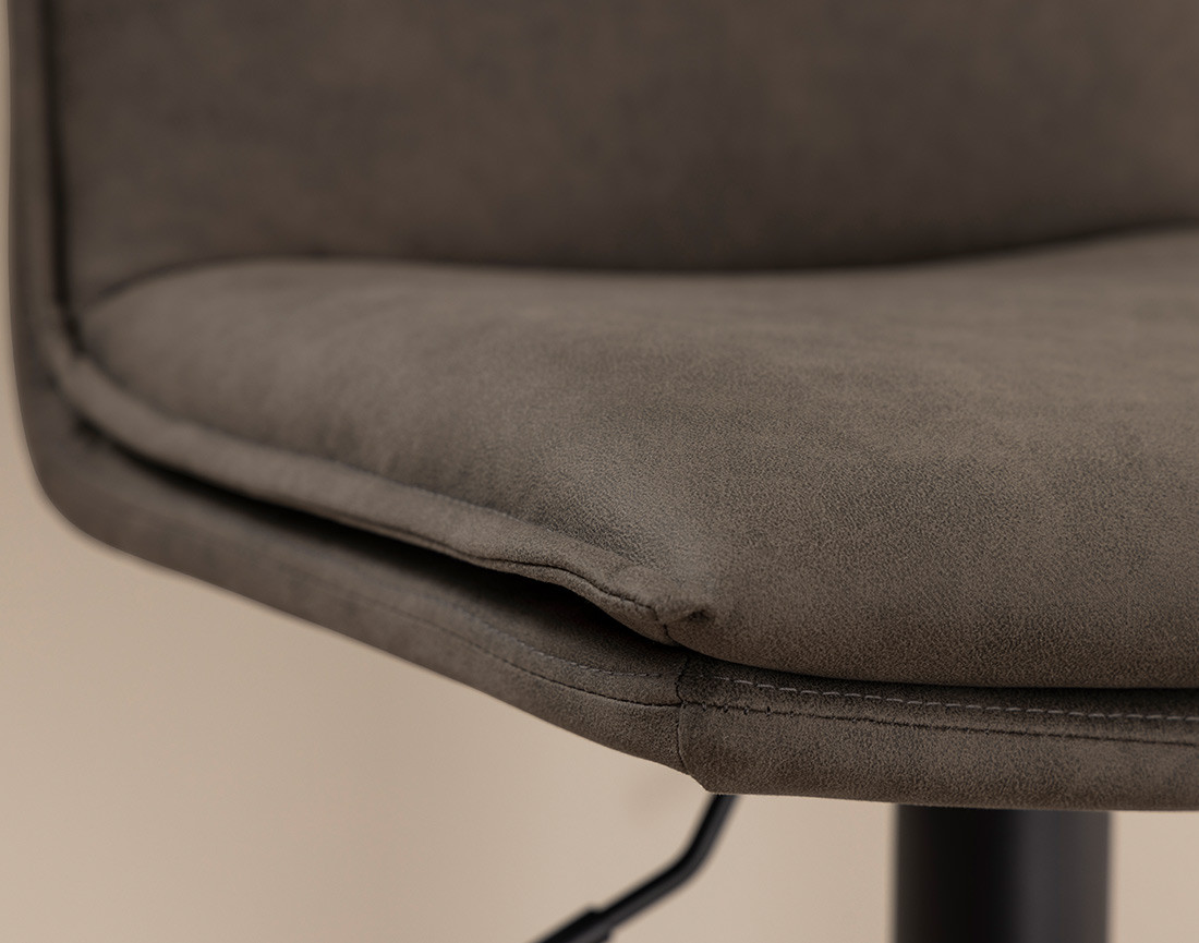 Alora - lot de 2 tabourets - ajustables et pivotants - en tissu texturé et suédine - gris anthracite