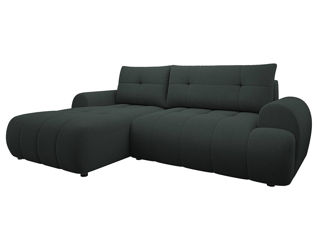 Canapé d'angle gauche 4 places convertible avec coffre en tissu texturé Luzzio