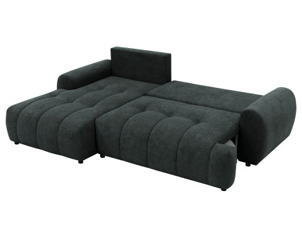 Canapé d'angle gauche 4 places convertible avec coffre en tissu texturé Luzzio