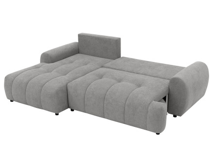 Canapé d'angle gauche 4 places convertible avec coffre en tissu texturé Luzzio